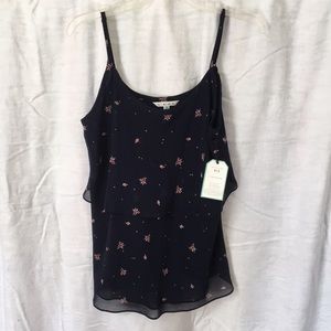 CAbi NWT Tiered Cami in navy pretty flowers